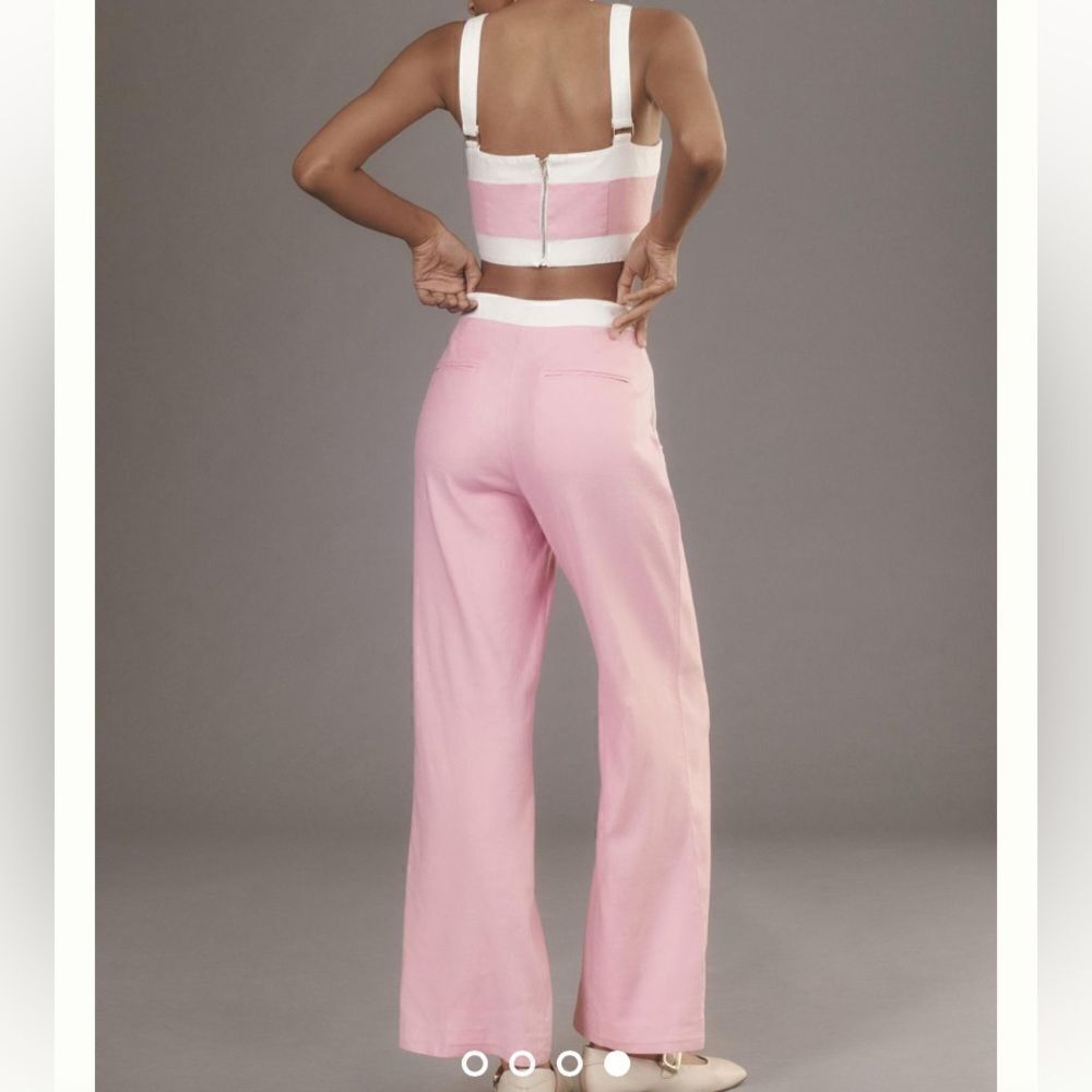 Maeve Linen Side-Button Trousers - Picture 4 of 4
